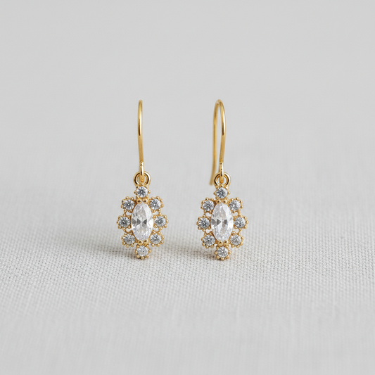 Ellemadera - Vintage Inspired Pave Snowflake Stud Earrings