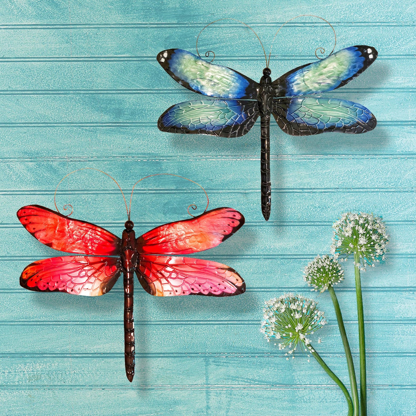 Eangee Home Design - Dragonfly Wall Decor Blue And Black, w/ Capiz, Outdoor Safe