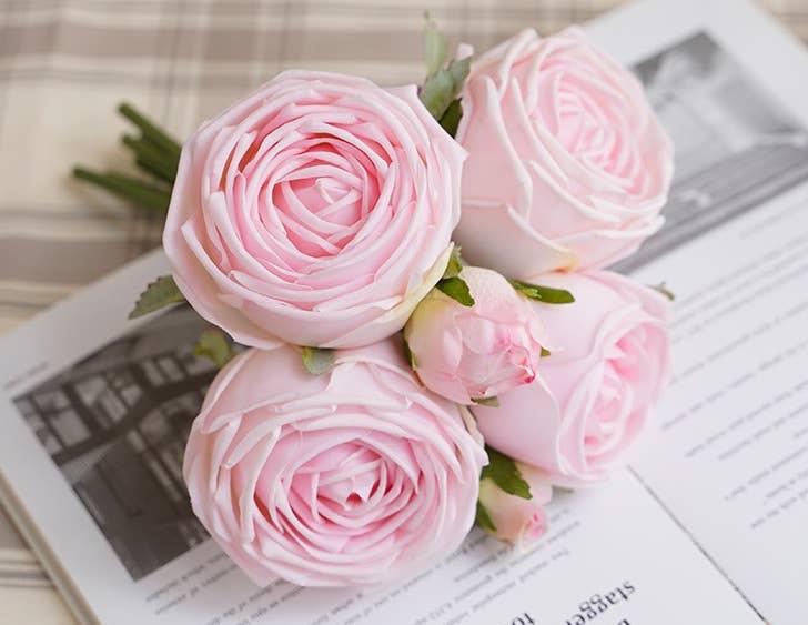 Angel Isabella - 6-stem bundle-Real Touch rose bouquet: Begonia Pink