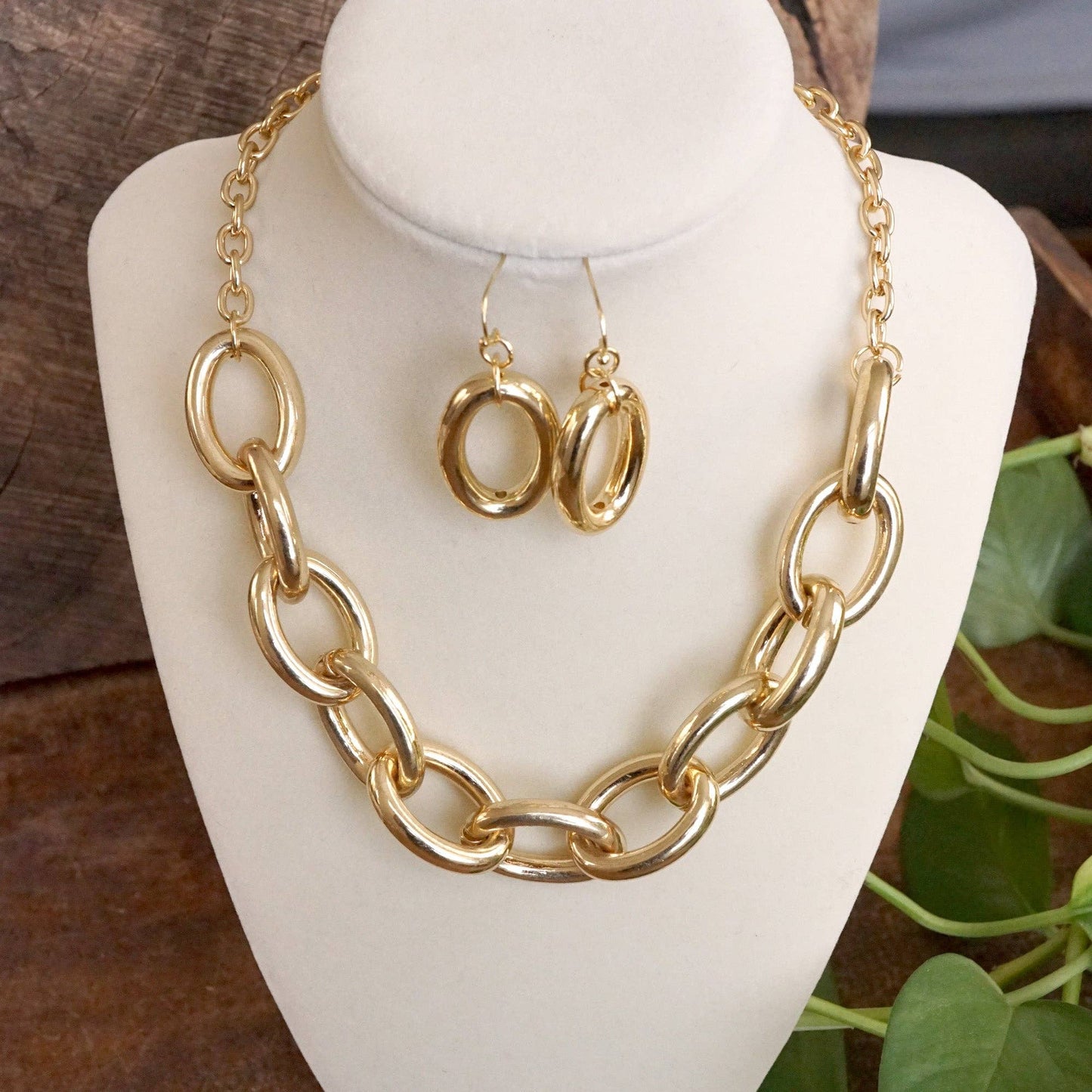 PennyLine inc - Chunky Chain Statement Necklace Set Gold Silver Tones: Gold Tone