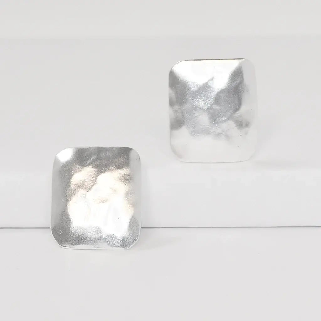 KARINE SULTAN - Textured Square Clip On: Silver