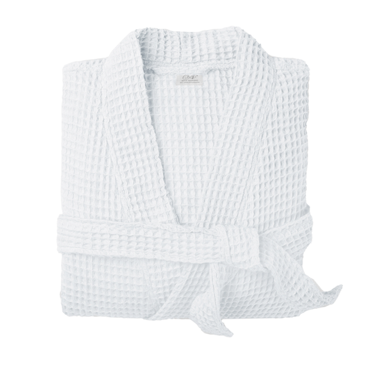 Allure Bath Fashions - Unisex Lightweight Waffle Bathrobe, Spa Dressing Gown Kimono: White / S/M