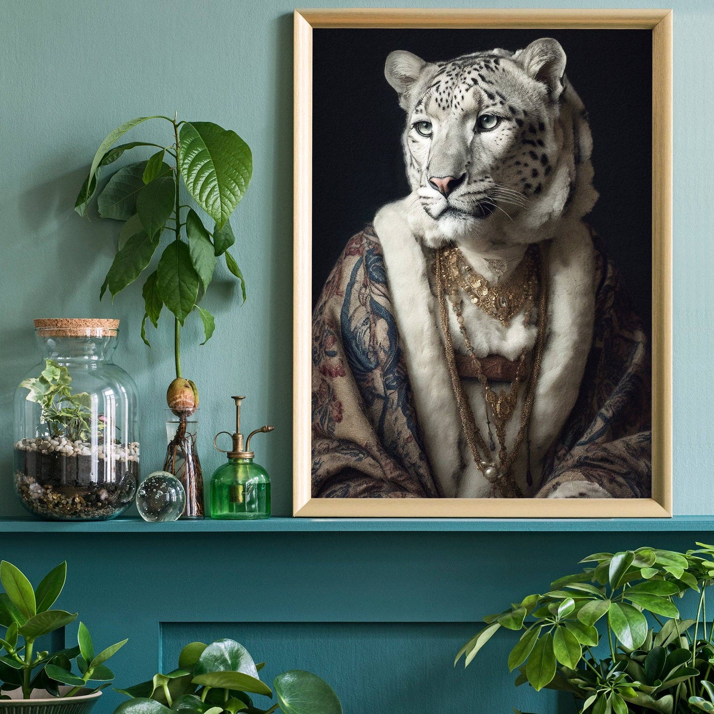 Ink & Drop - Snow Leopard 2 Animal Portrait Print: 11 ¾ x 15 ¾ in | 30x40 cm / Matte
