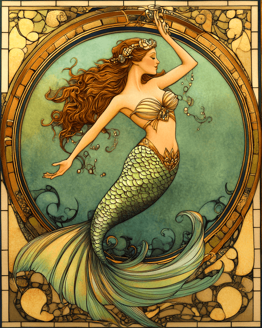 Mowbi - Ascending Mermaid - Wall Art Print - Ocean Seaside Beachcore - 8"x10" Artwork - 11"x14" Matte