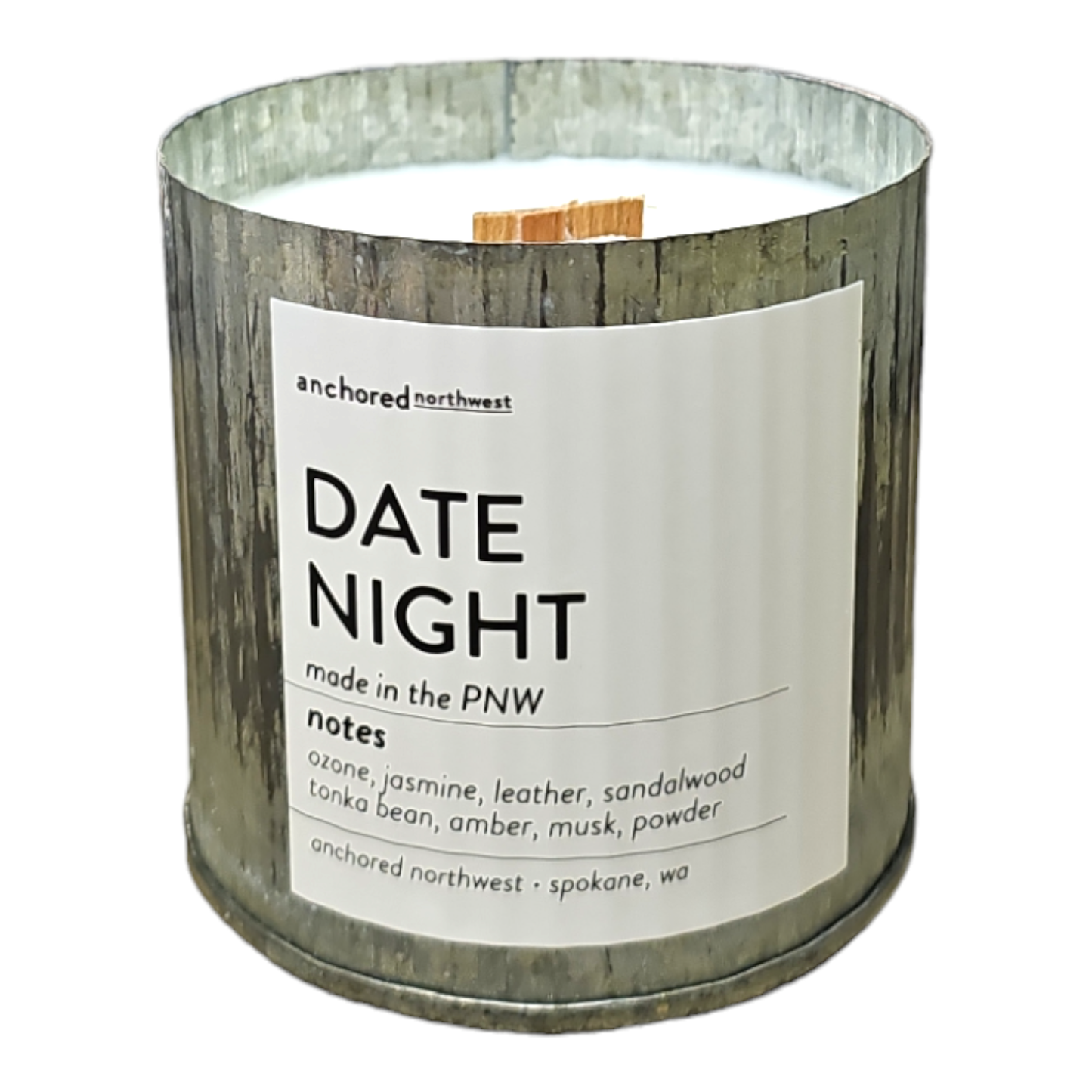 Anchored Northwest - Date Night Rustic Vintage Farmhouse Wood Wick Candle: 10oz