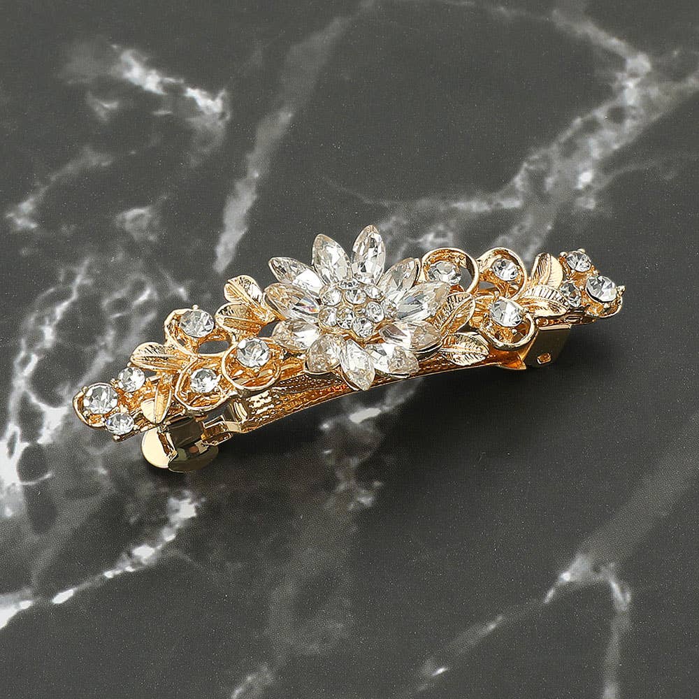 Sensibling Corp. - Floral Stone Accent Barrette: Clear,Silver