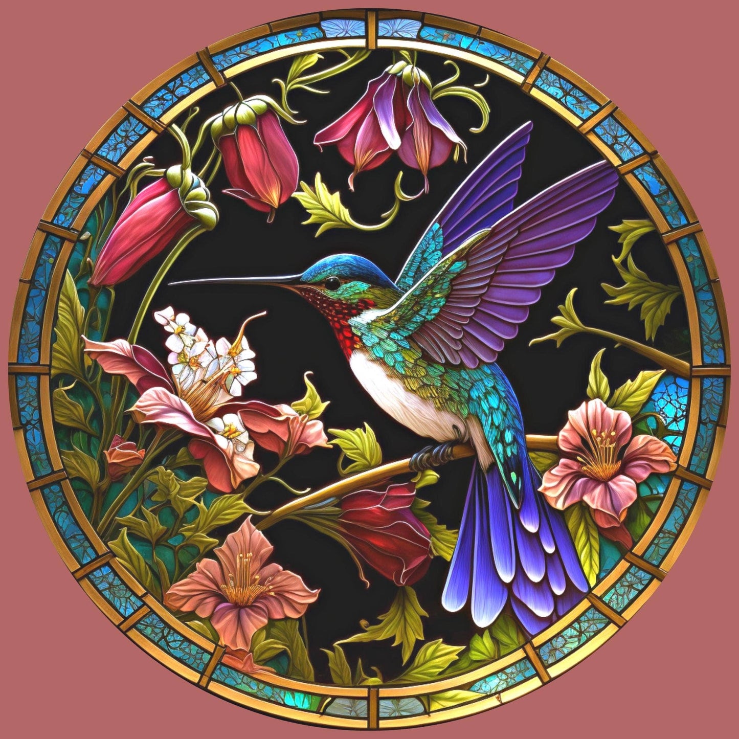 Fernville Creations - Hummingbird Tempered Glass Cutting & Charcuterie Board: 12 Inch