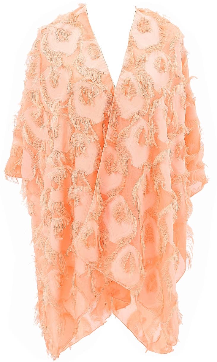 JC Sunny Fashion - Fringe Feather Detailed Lightweight Eyelash Kimono 11 colors: Aqua