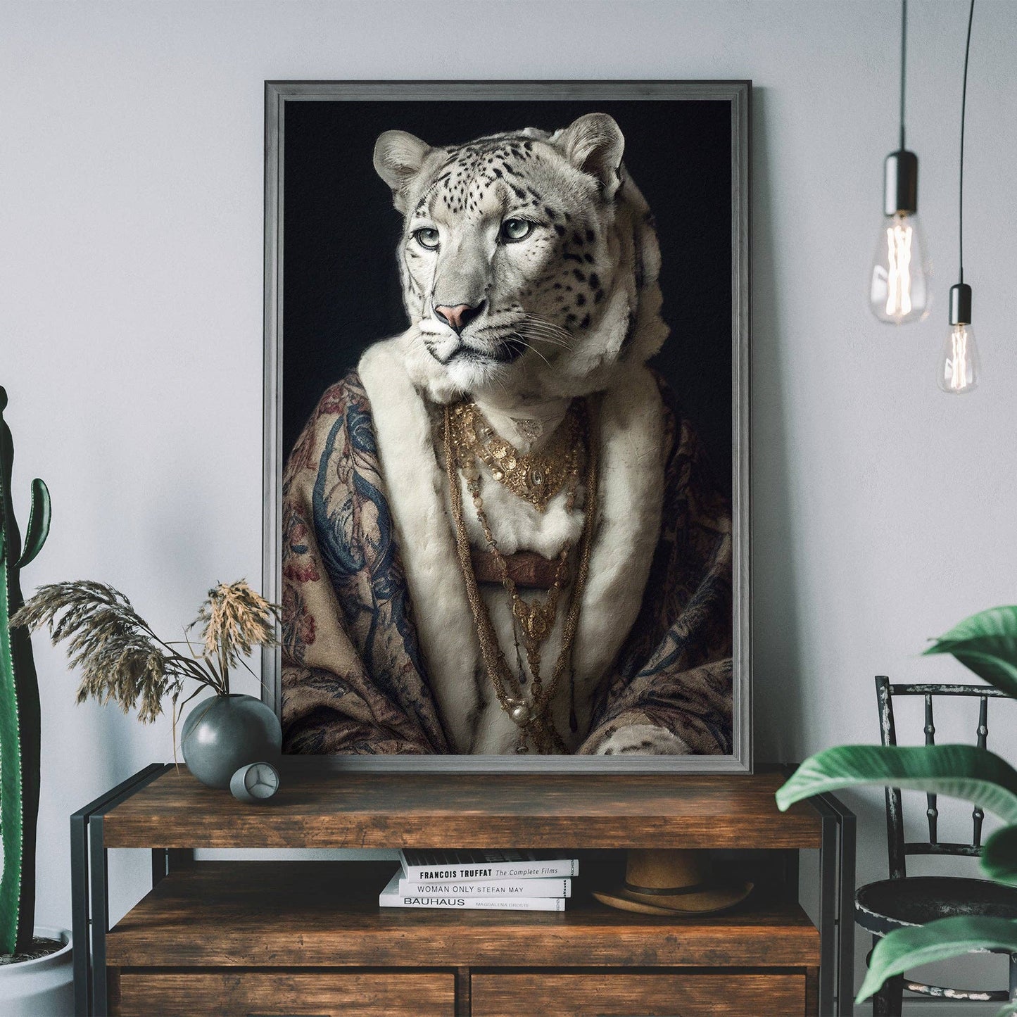 Ink & Drop - Snow Leopard 2 Animal Portrait Print: 11 ¾ x 15 ¾ in | 30x40 cm / Matte