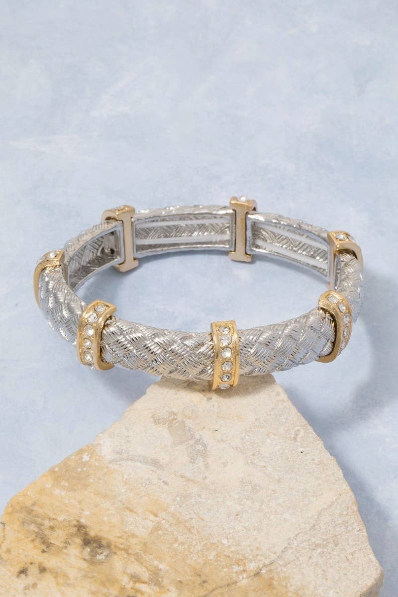 anbfashion - Two Tone Metallic Elastic Bracelet B3725: S