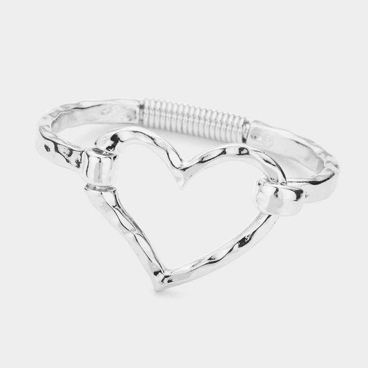 Sensibling Corp. - Open Metal Heart Hook Bracelet: Silver