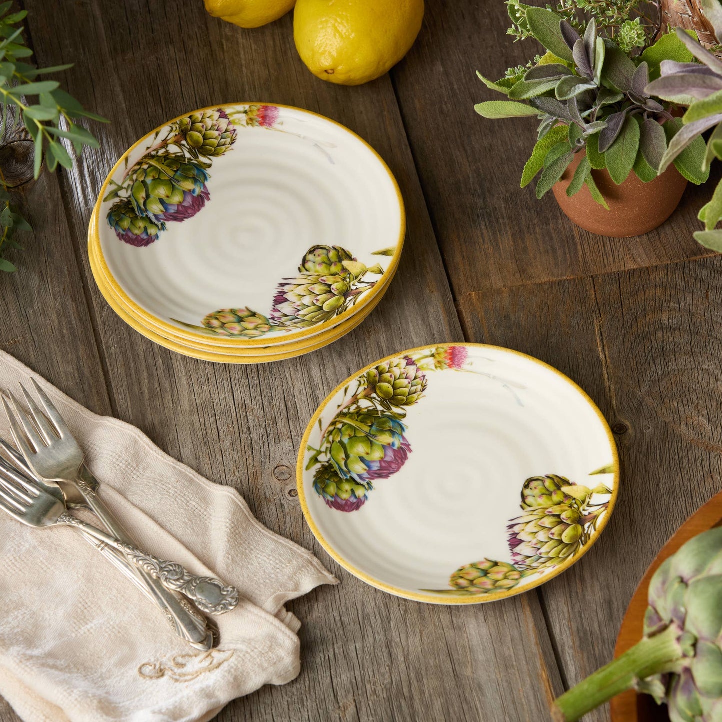 Certified International - Verdura Canape Plates 6in