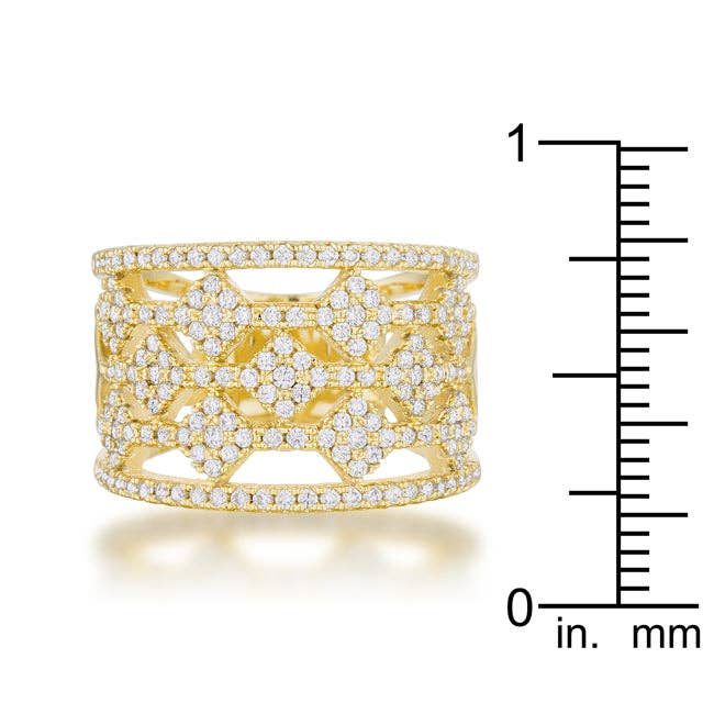 JGoodin - Marlene 0.6ct CZ 14k Gold Wide Band Cocktail Ring: 7