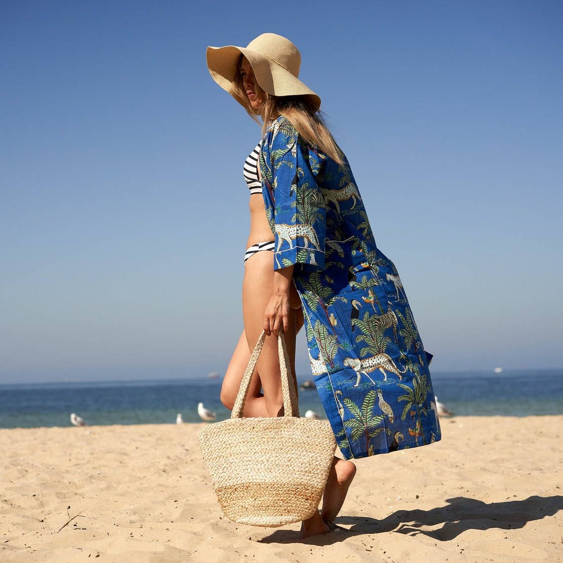 Linen Connections - ‘Jungle Chic’ 100% Cotton Kimono Robe