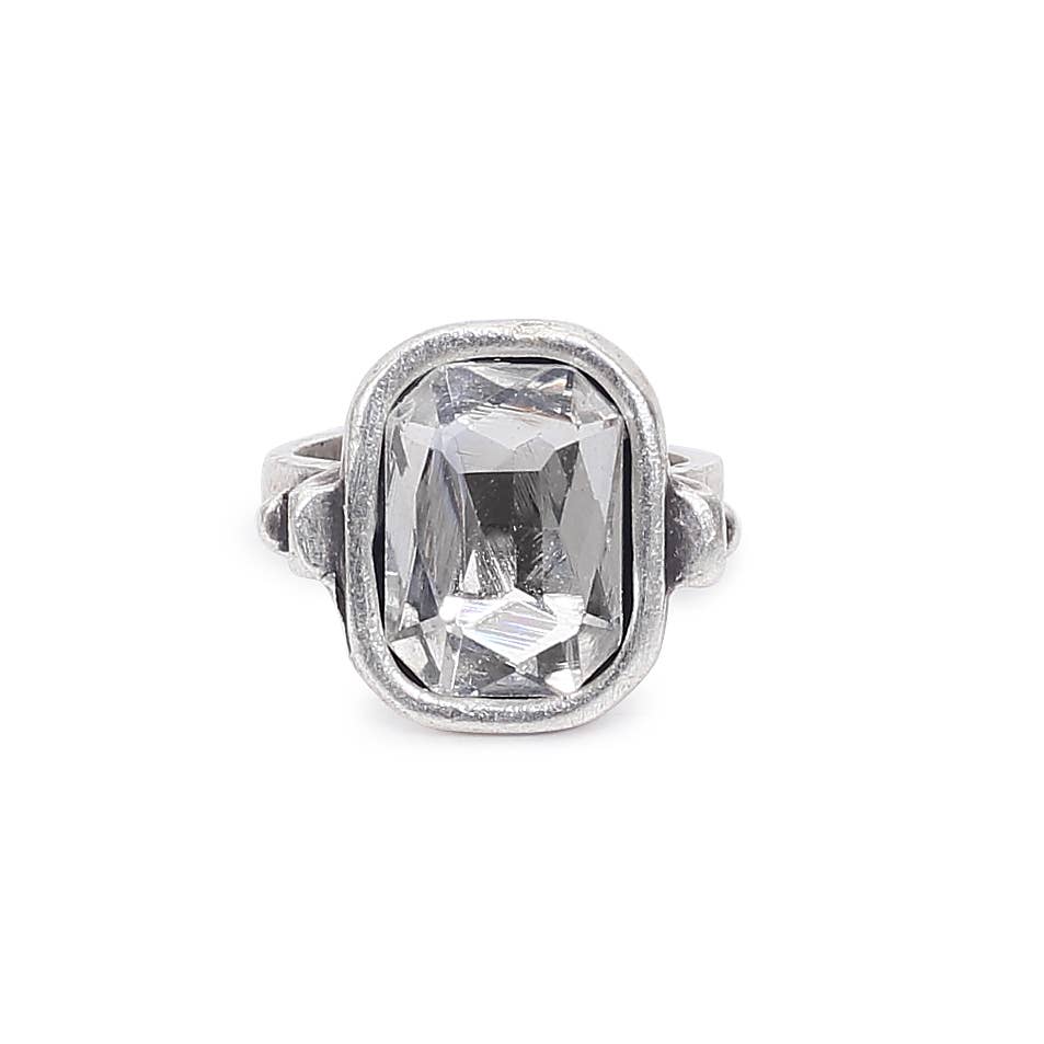 Chanour - Handmade Clear Crystal Brass Ring - 6935