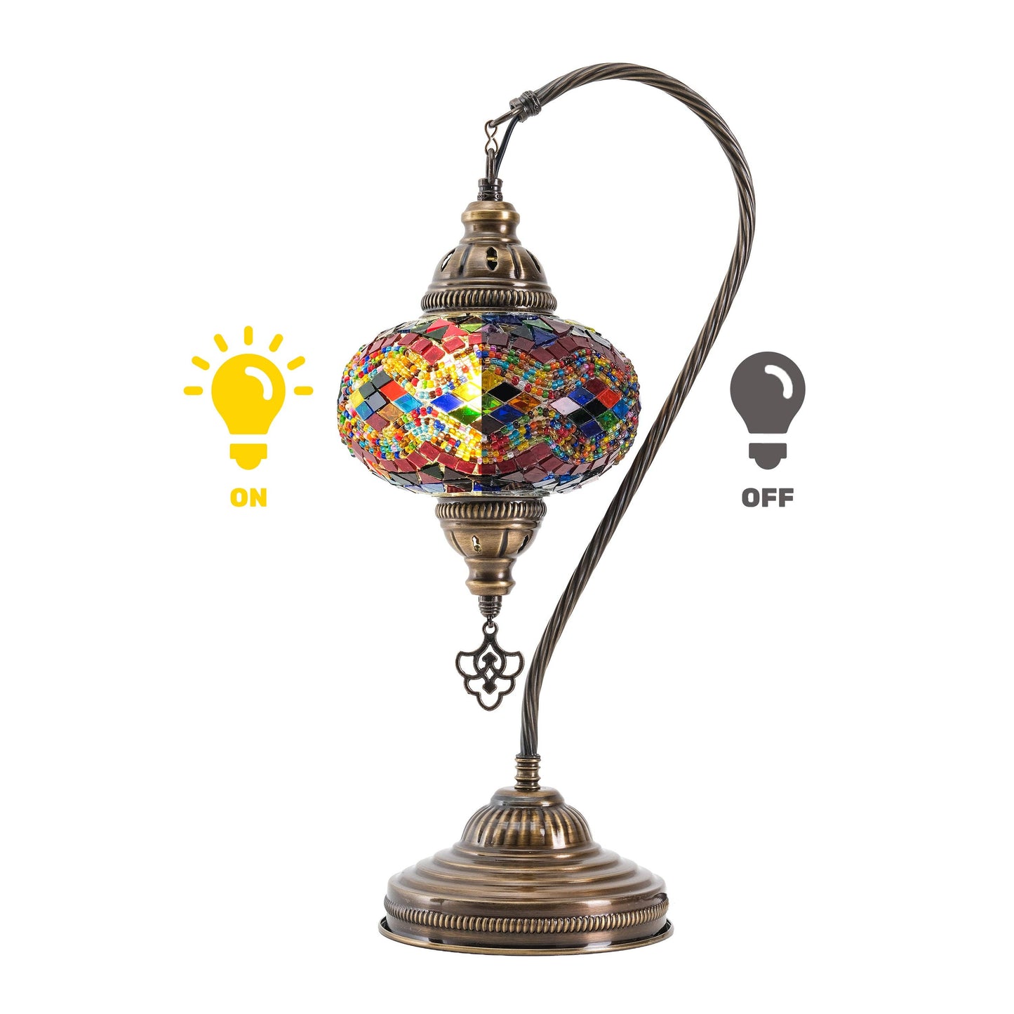 Mozaist LLC - Mozaist Handmade Turkish Mosaic Swan Table Lamp Rainbow