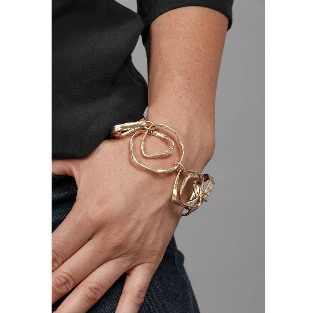 SAACHI - Hand Hewn Gold Plated Bracelet