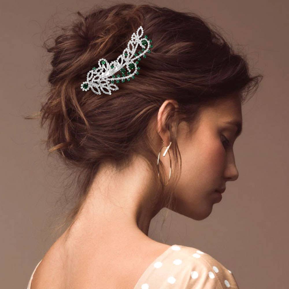 Sensibling Corp. - Round Stone Cluster Embellished Rhinestone Paved Hair Comb: Clear,Gold