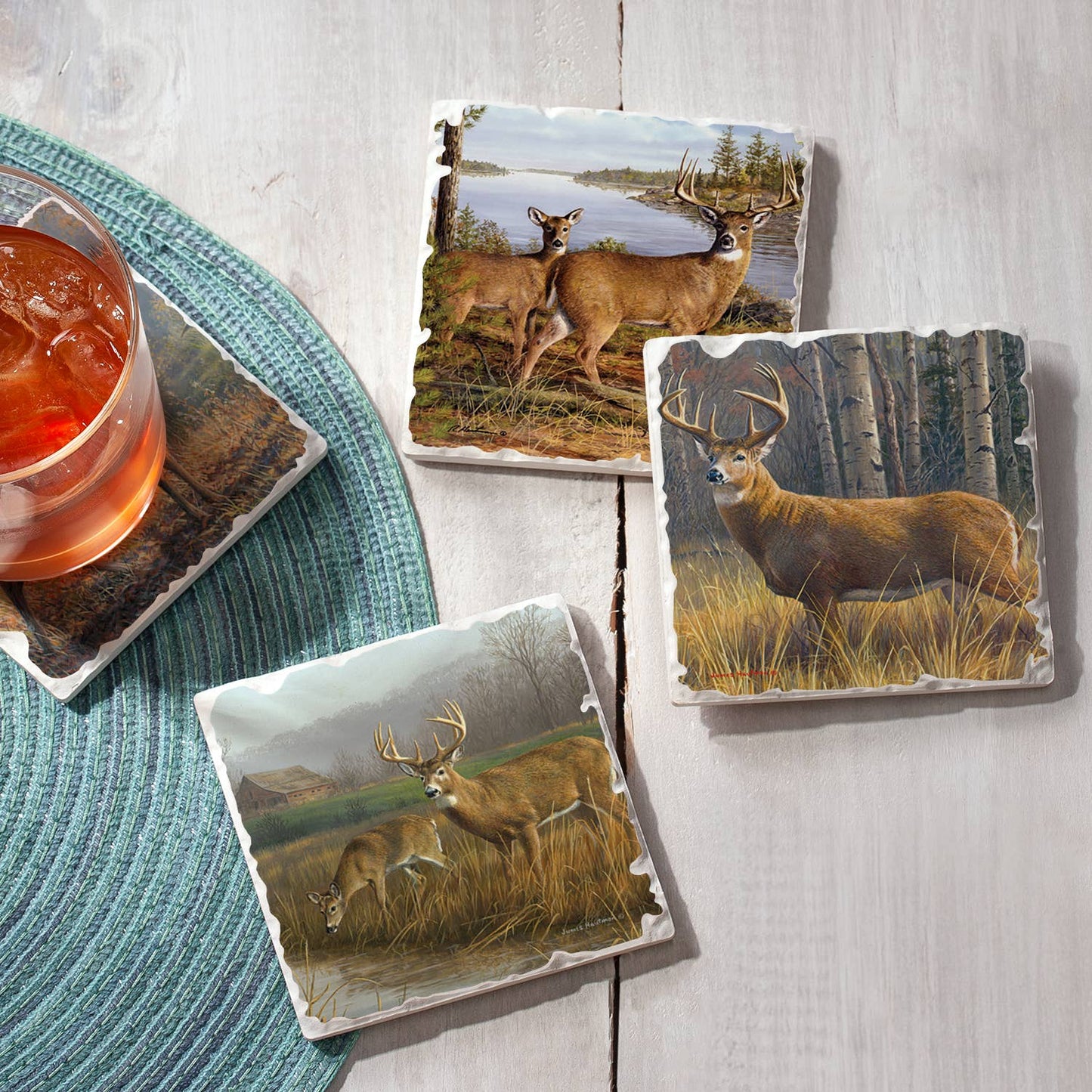 CounterArt/Highland Home/Thirstystone - Legends Assorted Image Tumbled Tile Coaster 4 Pack