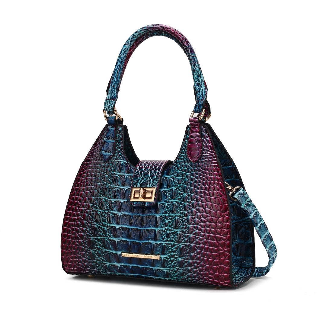 MKF Collection - MKF Ava Gradient Rainbow Faux Crocodile Embossed Tote Bag: Pink