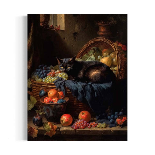 Salty Alyce - Black Cat and Fruit Basket Wall Art RA6