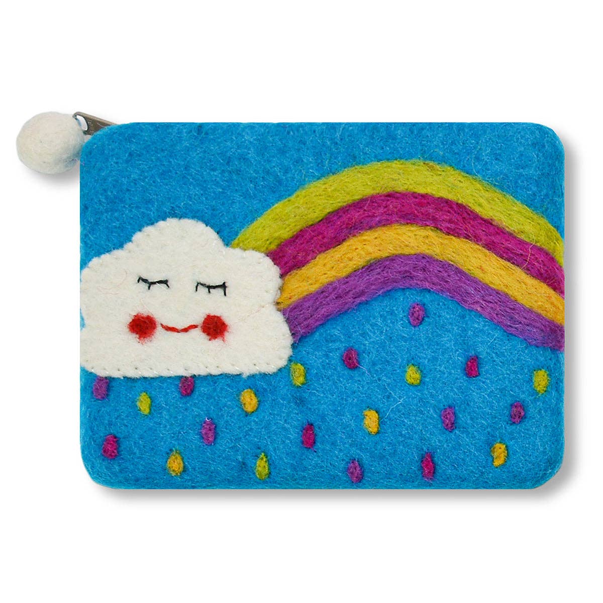 BNB Crafts Inc. - Cloud and Rainbow with Raindrop Design Coin Purse: AliceBlue