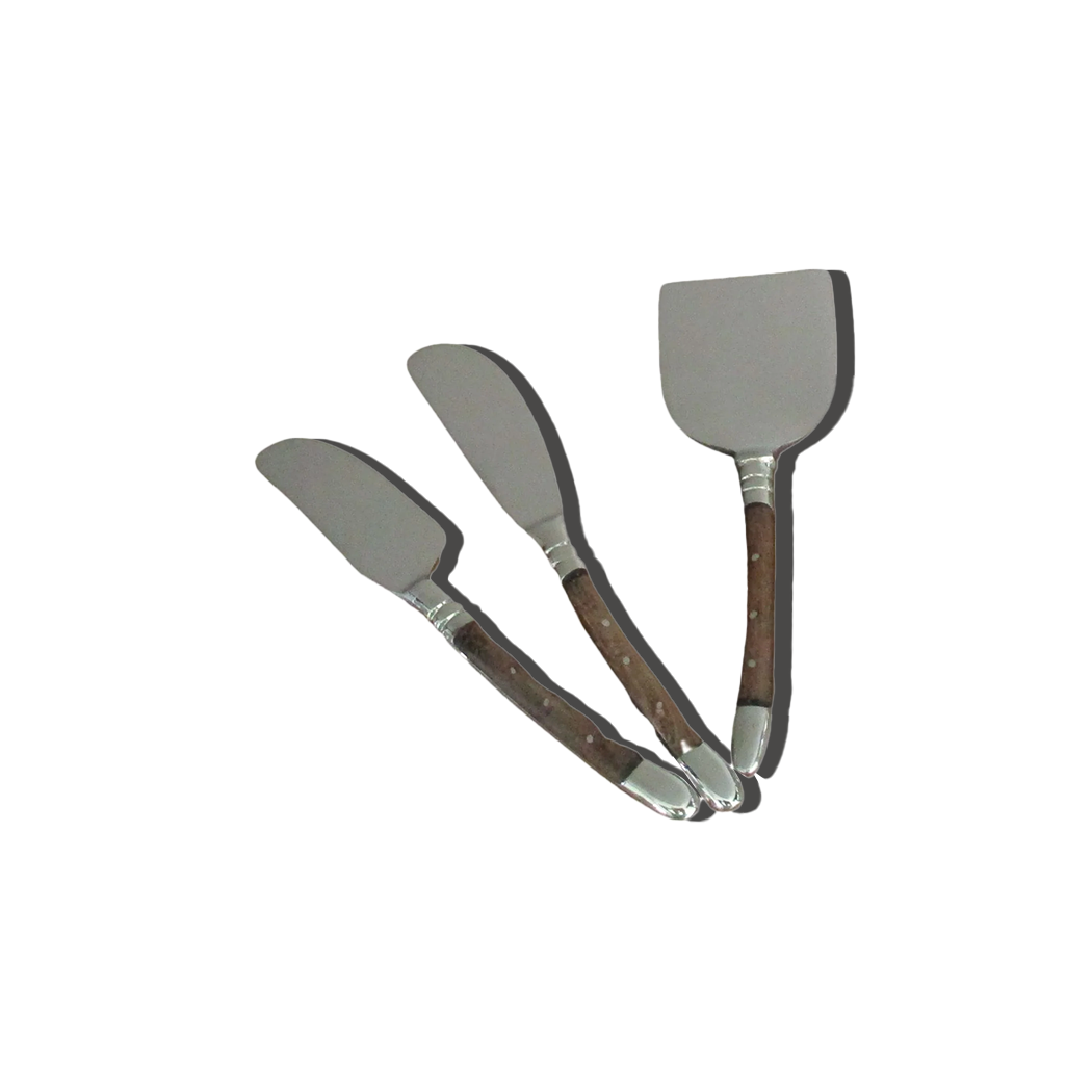 Shastra Home - Curved Wood Cheese Knife S/3