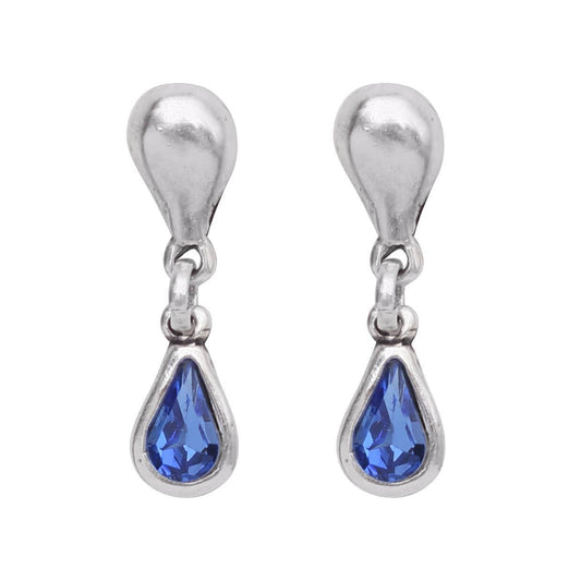 Chanour - Handmade Blue Crystal Pewter Earrings - 1932