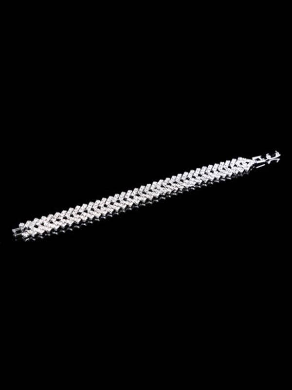 Elanora - Statement Party Alloy Rhinestone Bracelet Accessories: SILVER / One_size