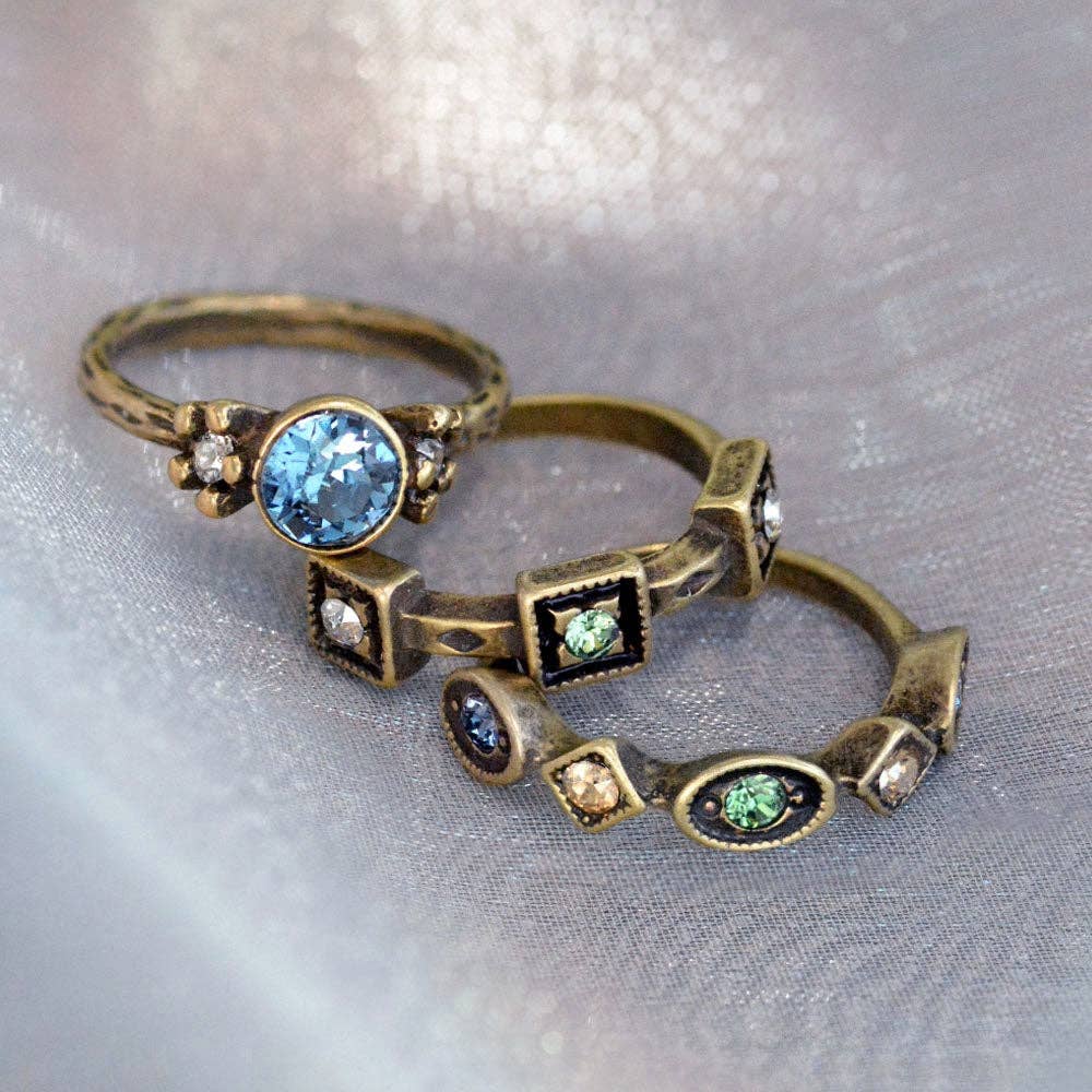 Sweet Romance Jewelry - Set of 3 Crystal Stack Rings R562: 6 / D - Energy