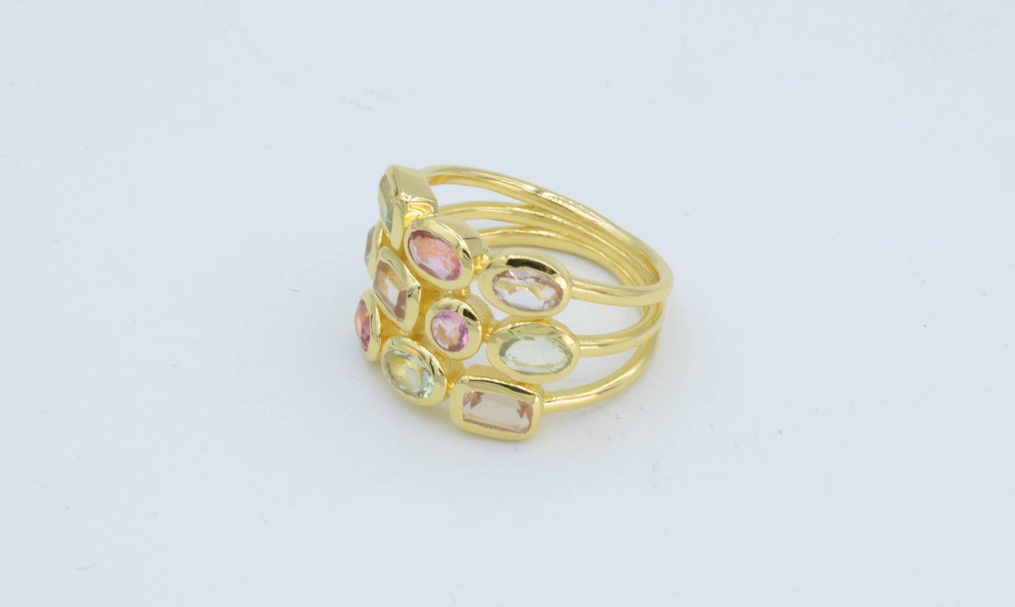 AJS Design Studio - 
Elegant Trio Gemstone Ring: Size 6