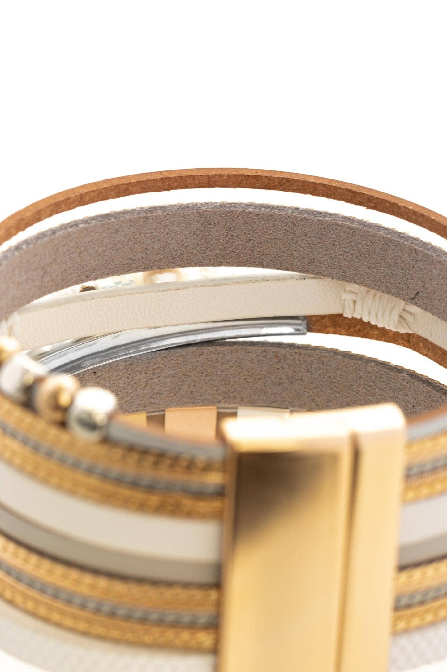 SAACHI - Metallic Beaded Bracelet: White