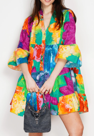 LOOWIE - 95EMBG Green Cotton Leaves Eyelet Dress Cover Up