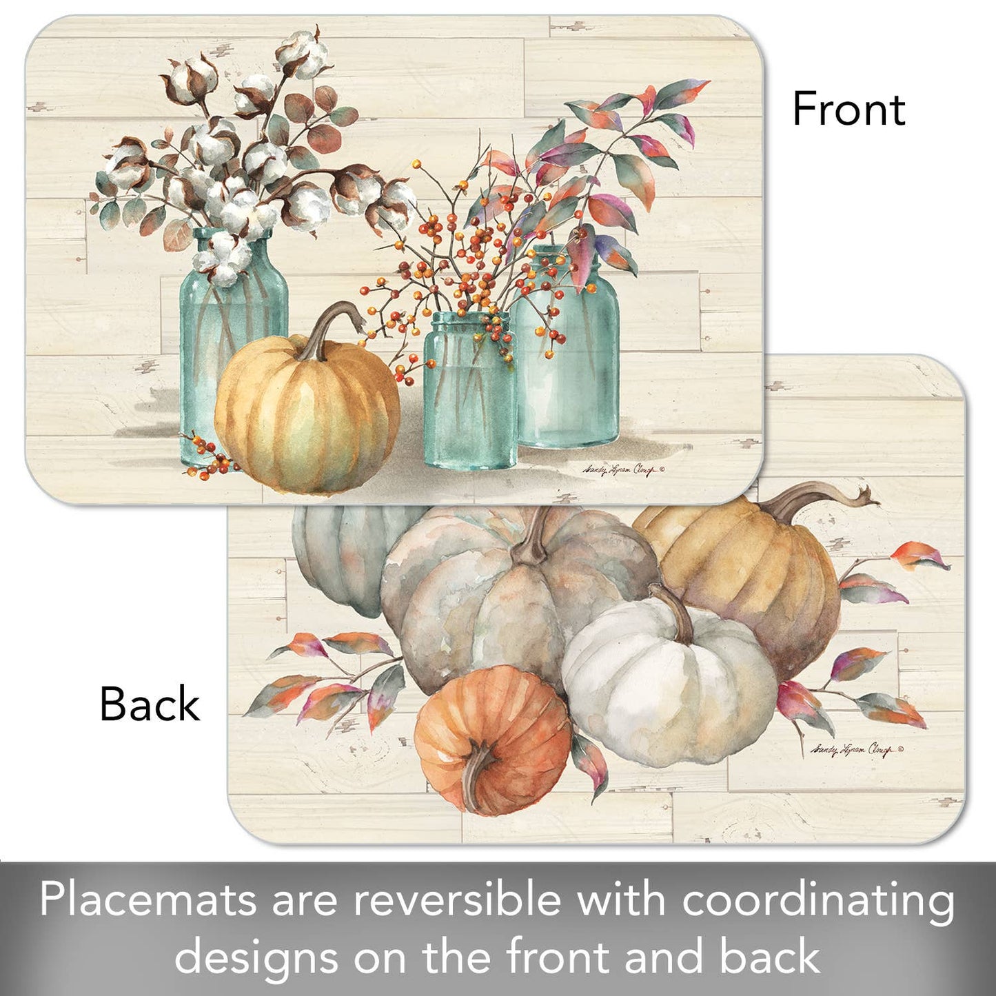 CounterArt/Highland Home/Thirstystone - Pumpkin Time Reversible Rectangular Plastic Placemat