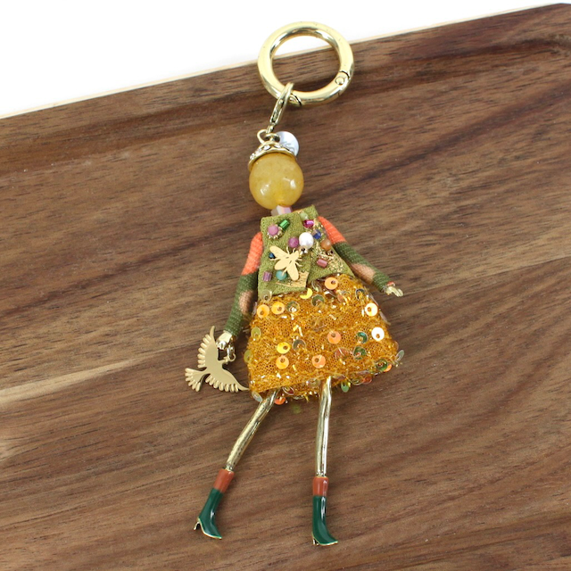 Pretty Persuasions - B24127 Stone Adorned French Doll Stainless Steel Keychain: 03 TQ/SL