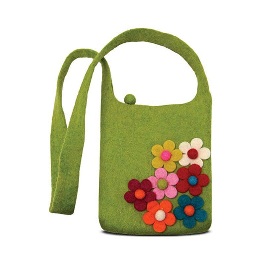 BNB Crafts Inc. - Side Flower Cross Body Kids Bag: Green