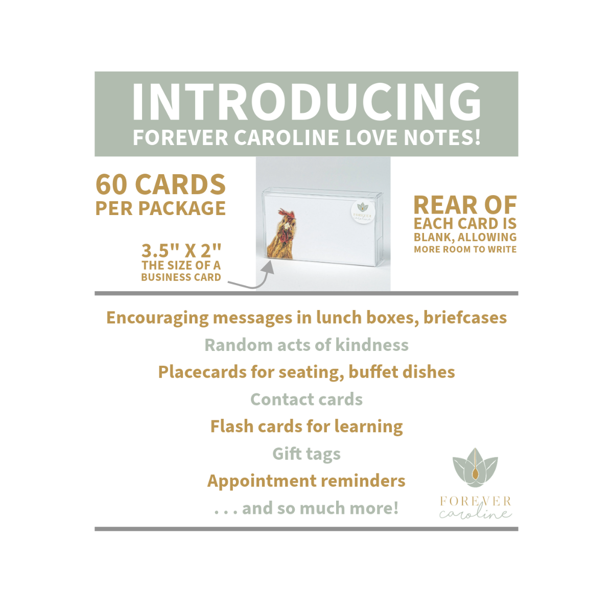 Forever Caroline LLC - Bear & Butterfly Tiny Cards | Pack of 60 "Love Notes"