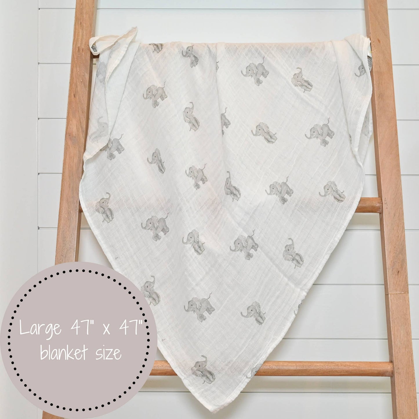 LollyBanks - Baby Elephant Muslin Swaddle Blanket