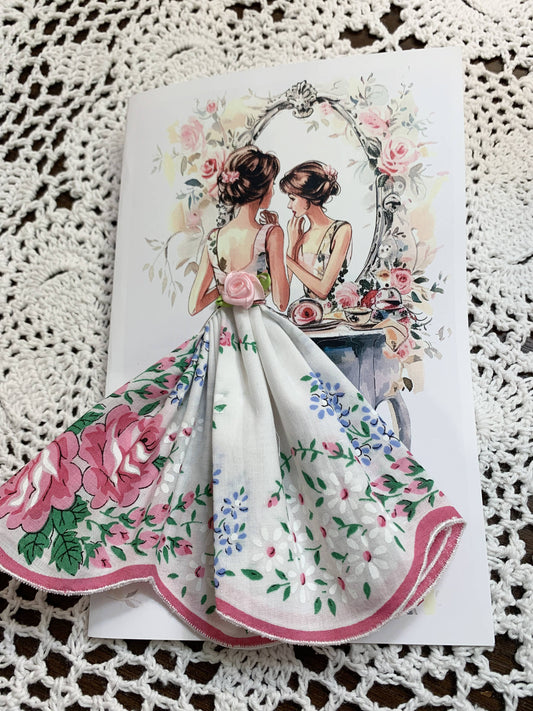 MOMENTS IN THYME - Lady in the Mirror Hankie Card: Lady 1