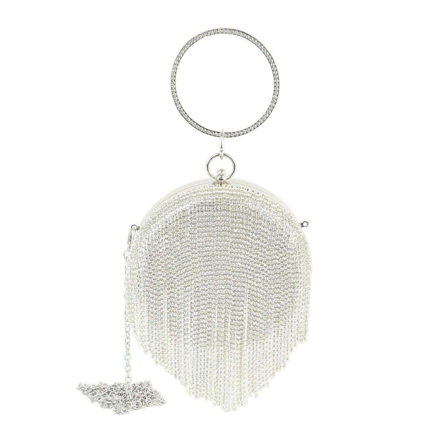 Handbag Express - Rhinestone Fringe Wristlet Evening Bag: LQ302-GD