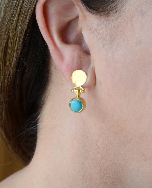 AJS Design Studio - Turquoise Earrings with Hammered Post