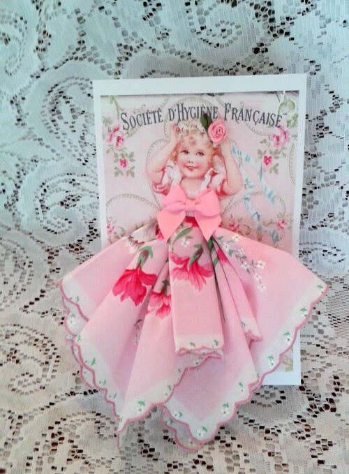 MOMENTS IN THYME - Little French Darling Keepsake Hanky Card