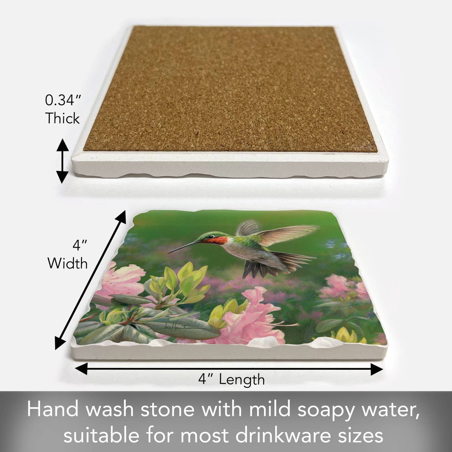 CounterArt/Highland Home/Thirstystone - Hummingbird #1 Single Absorbent Stone Tumbled Tile Coaster