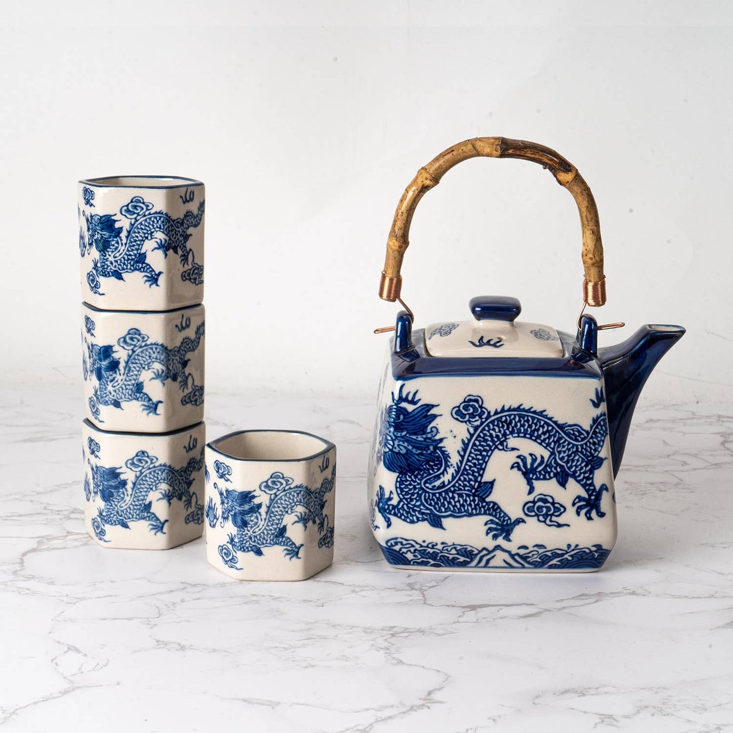 Urban Tokyo - Oriental Ryu Dragon Tea Set 20oz Tea Pot with 4 Hexagon Cups (4/8)