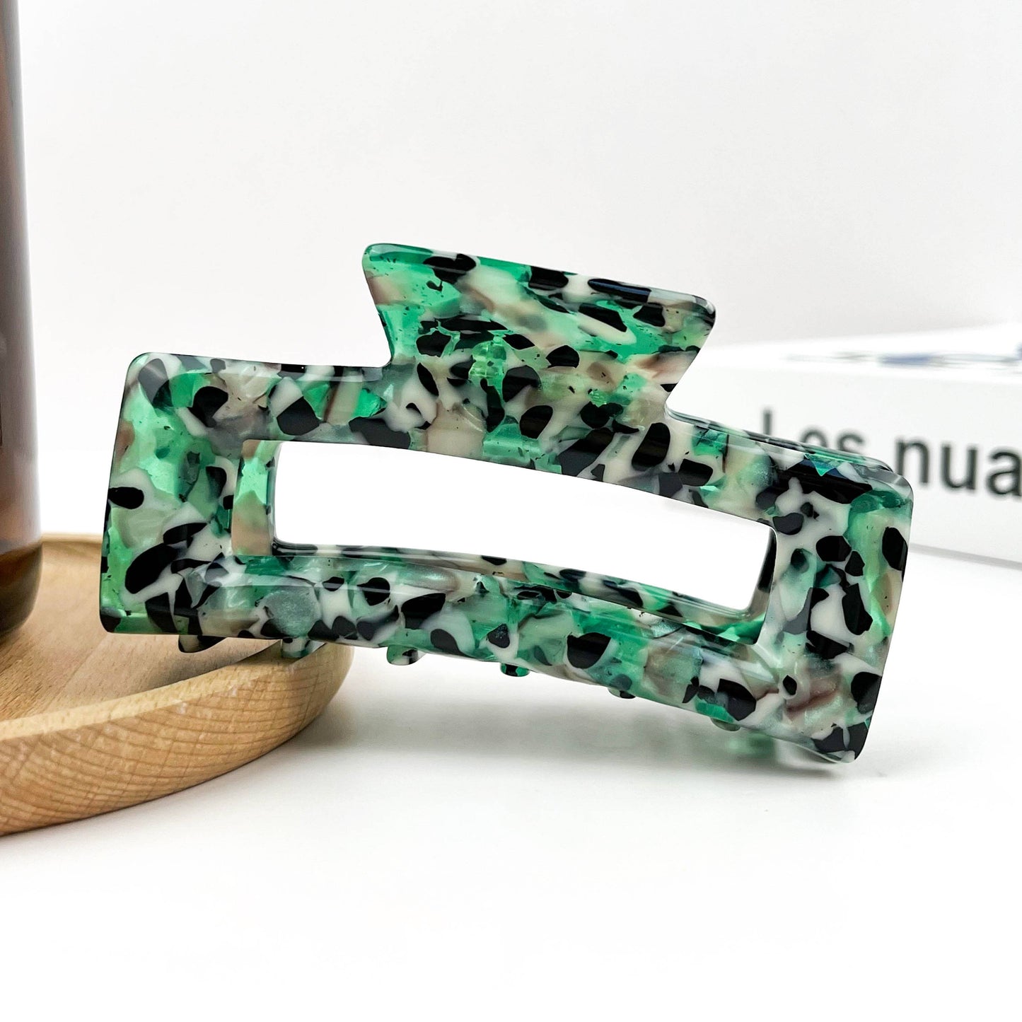 TheDivaSoap - Rectangular Acetate Hair Claw, Premium Quality Hair Clip: Brown Black