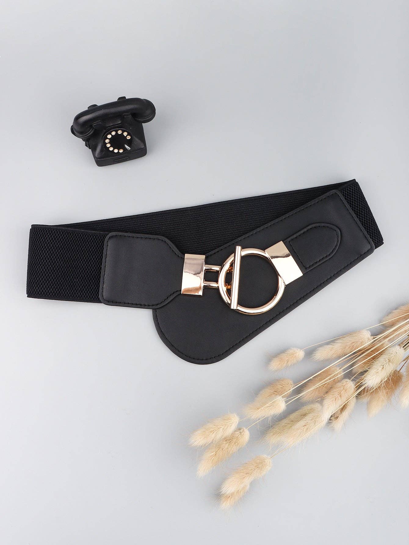 Kustom Kreations Goods - PU Elastic Wide Belt with Alloy Buckle: Black / One Size