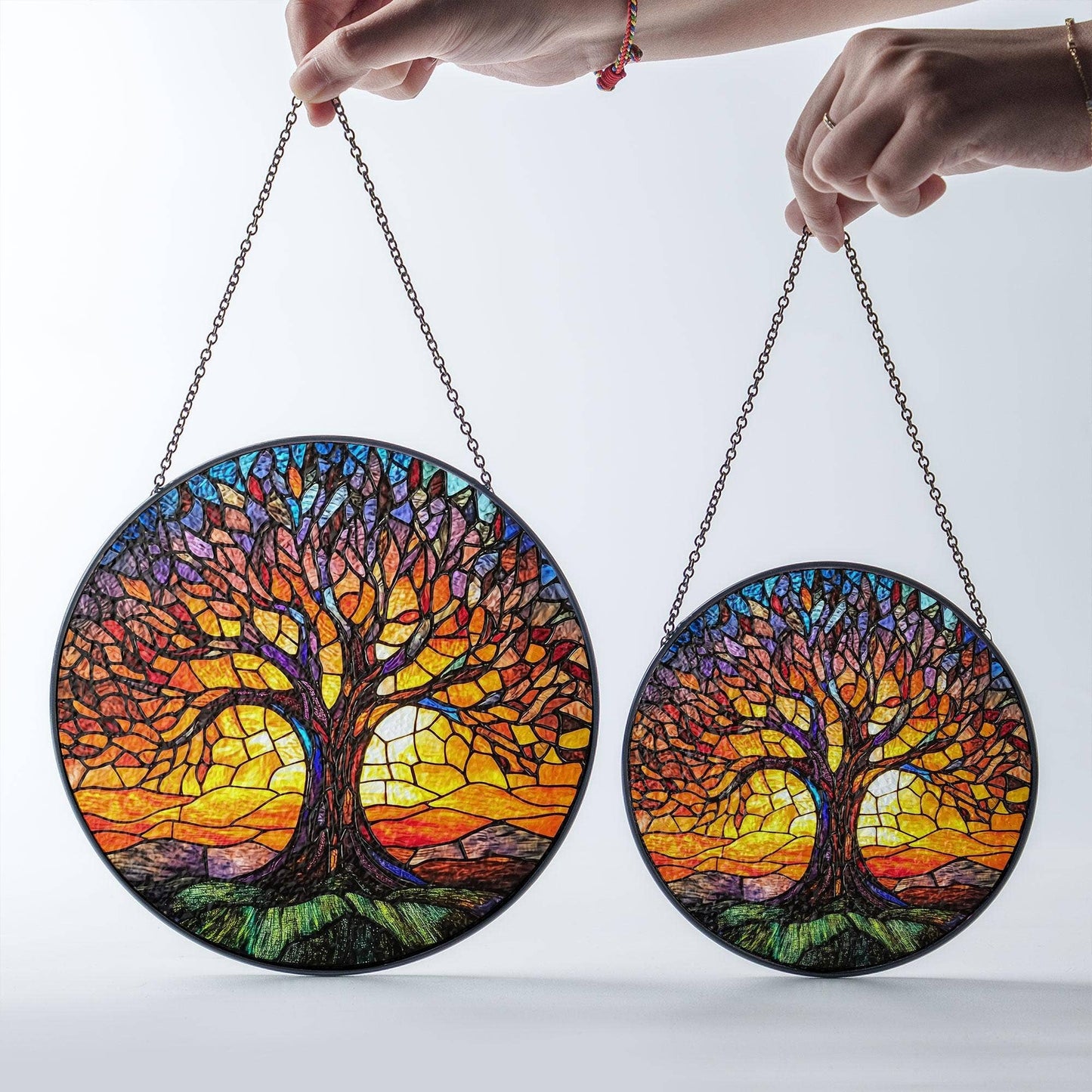 NVC Ecommerce LLC - Tree of Life Stained Glass Suncatcher, Autumn Fall Decor : 11.8in