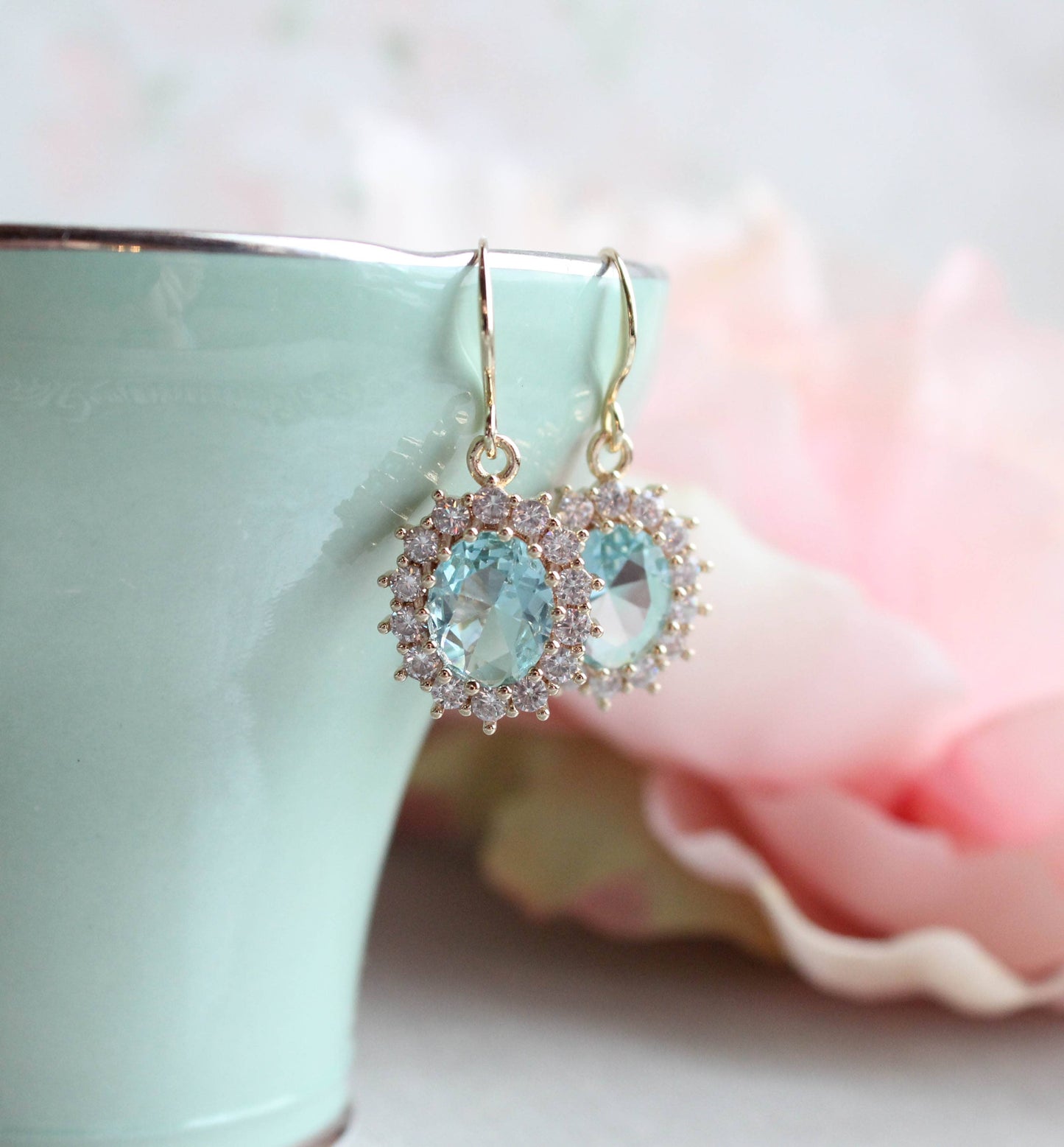 A Pocket of Posies - Aqua Glass Earrings