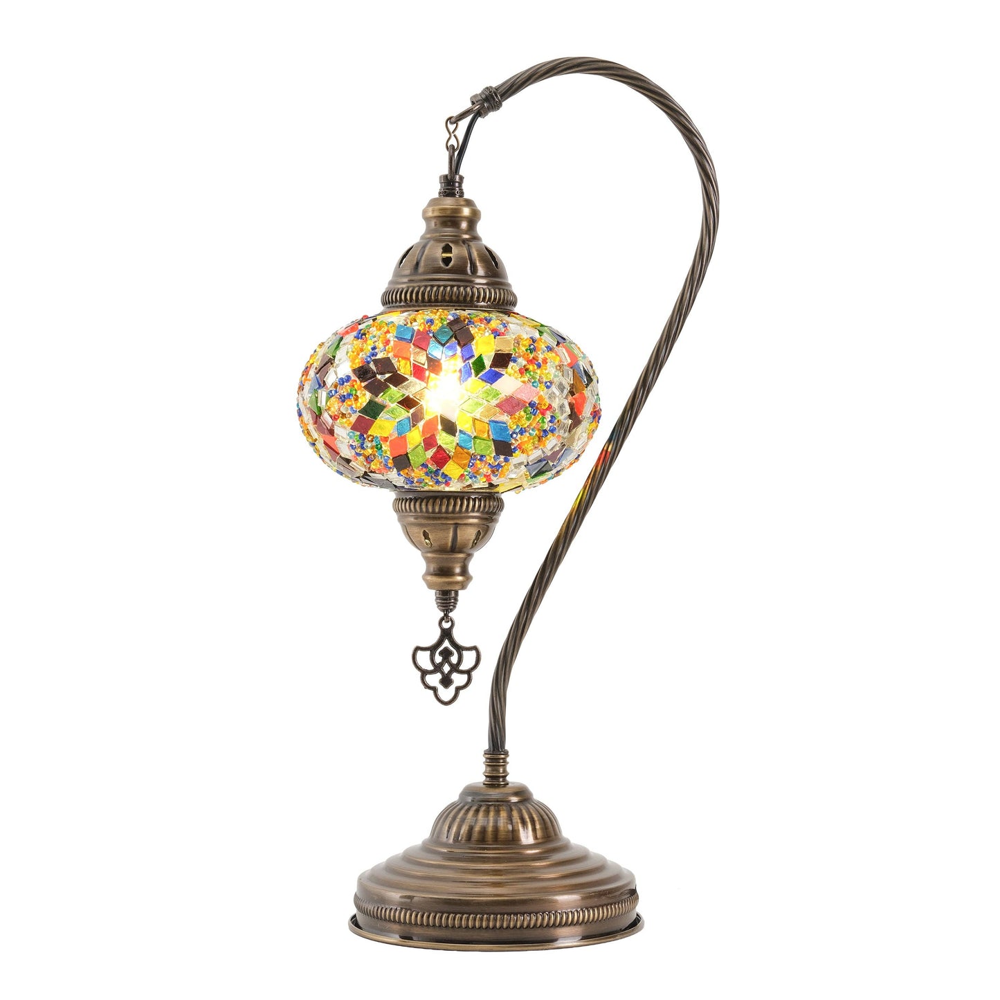 Mozaist LLC - Mozaist Handmade Turkish Mosaic Swan Table Lamp Multicolor