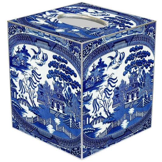 Marye-Kelley - TB1386 Blue Willow Tissue Box Cover: Paper Mache